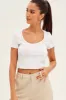 White T-Shirt Short Sleeve Scoop Neck sold by Ally Fashion