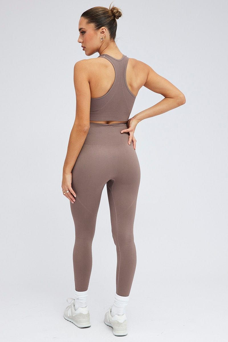 Brown Seamless Tank Top And Legging sold by Ally Fashion product image thumbnail 5