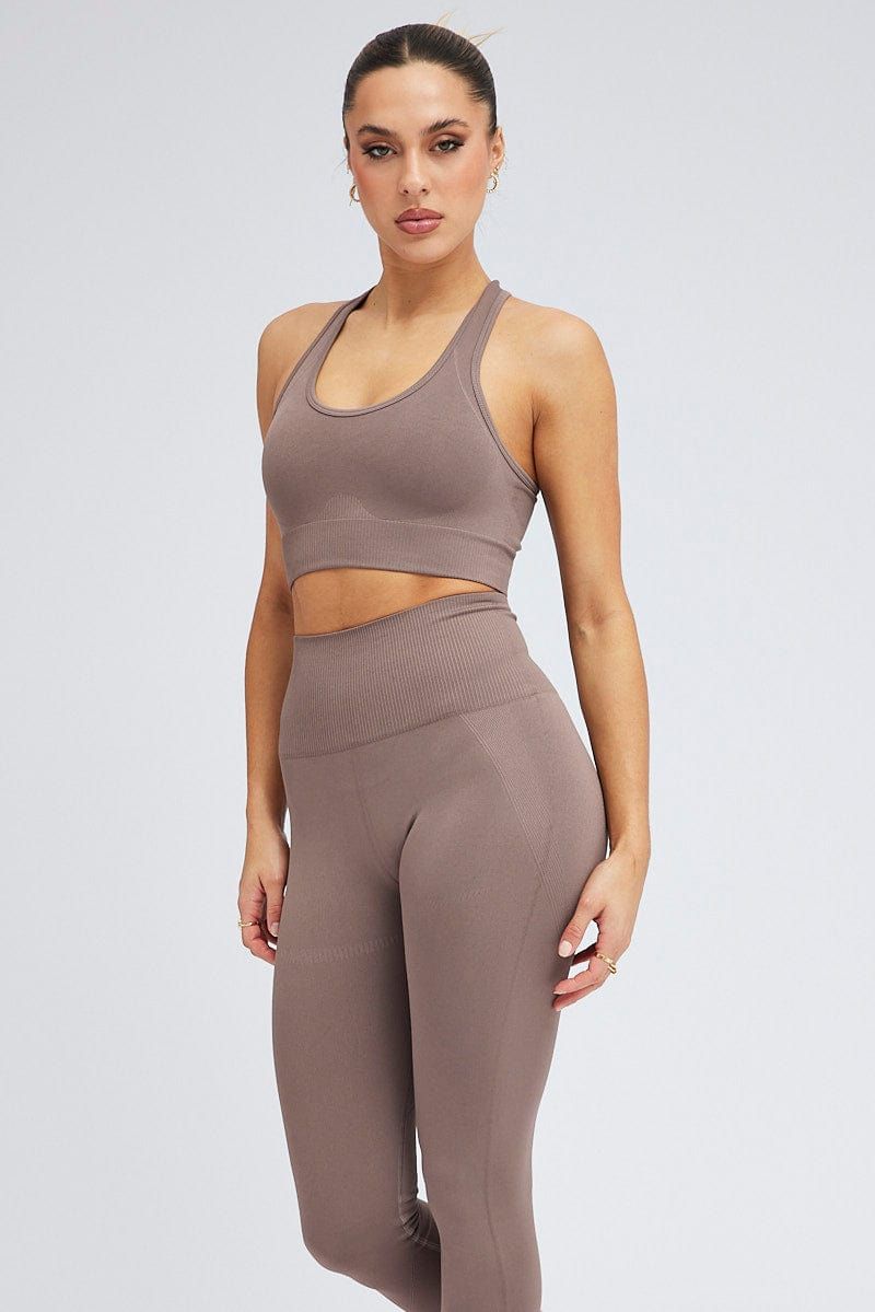 Brown Seamless Tank Top And Legging sold by Ally Fashion product image thumbnail 2