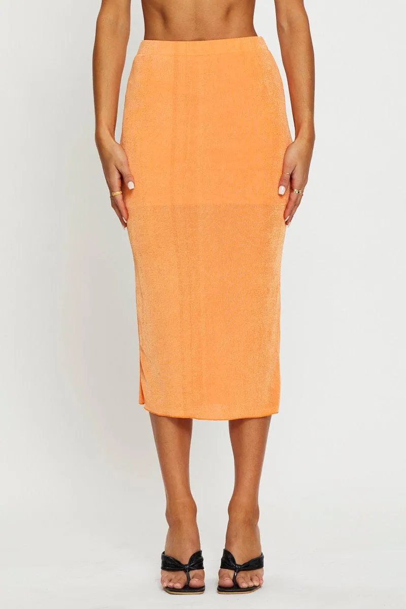 Orange Midi Skirt Bodycon sold by Ally Fashion product image thumbnail 2
