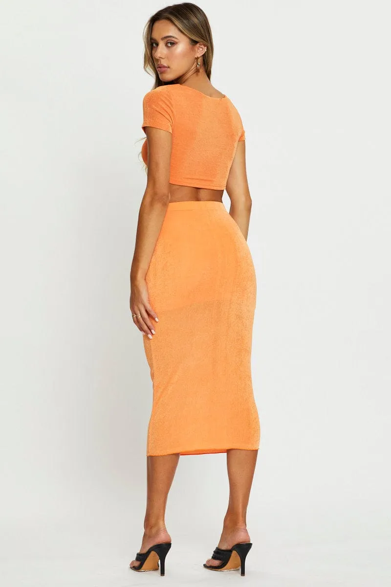 Orange Midi Skirt Bodycon sold by Ally Fashion product image thumbnail 5