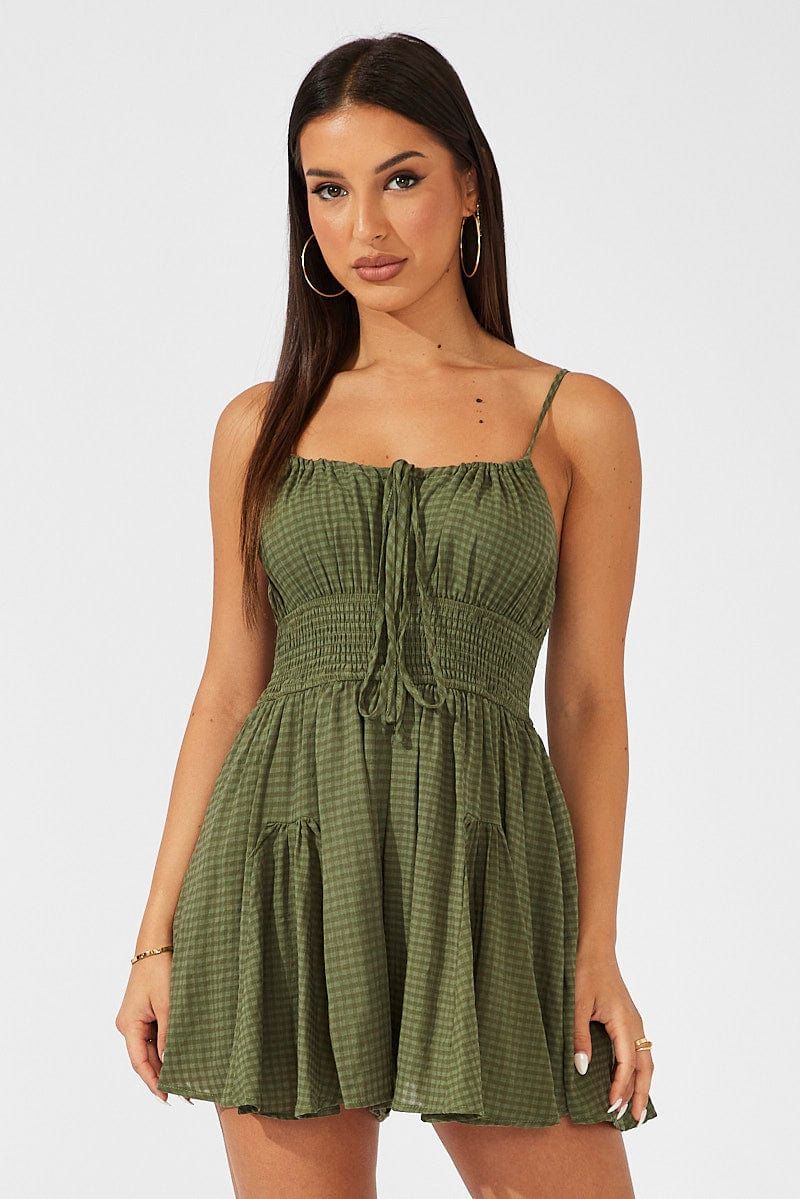 Green Ruffle Playsuit Sleeveless Self Check sold by Ally Fashion product image thumbnail 3