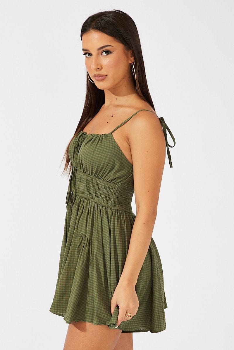 Green Ruffle Playsuit Sleeveless Self Check sold by Ally Fashion product image thumbnail 4