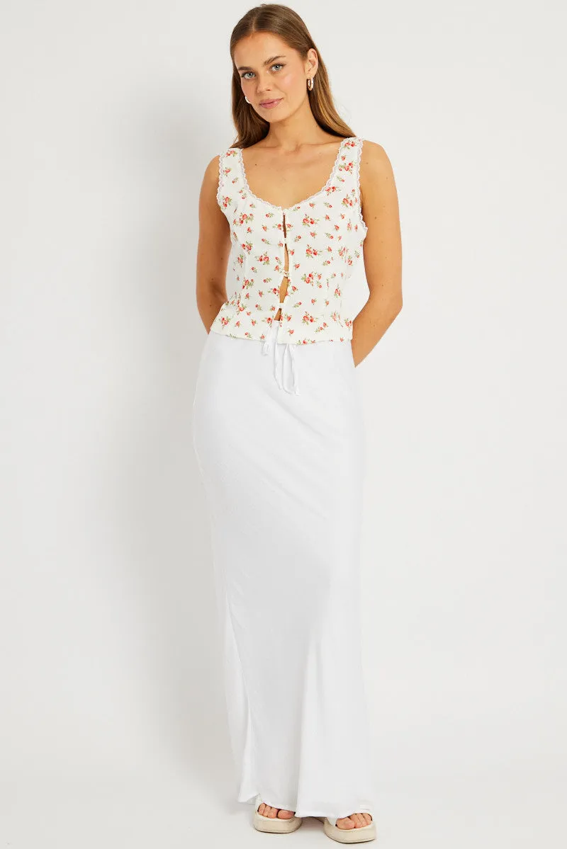 White Ditsy Floral Top Sleeveless Tie Front sold by Ally Fashion product image thumbnail 3