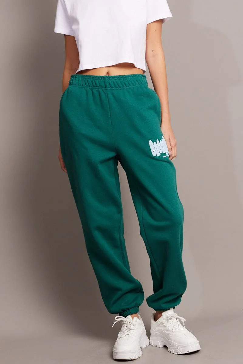 Green Track Pants High Rise sold by Ally Fashion