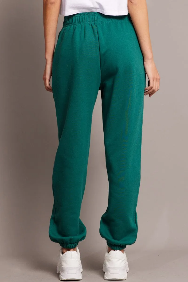 Green Track Pants High Rise sold by Ally Fashion product image thumbnail 5