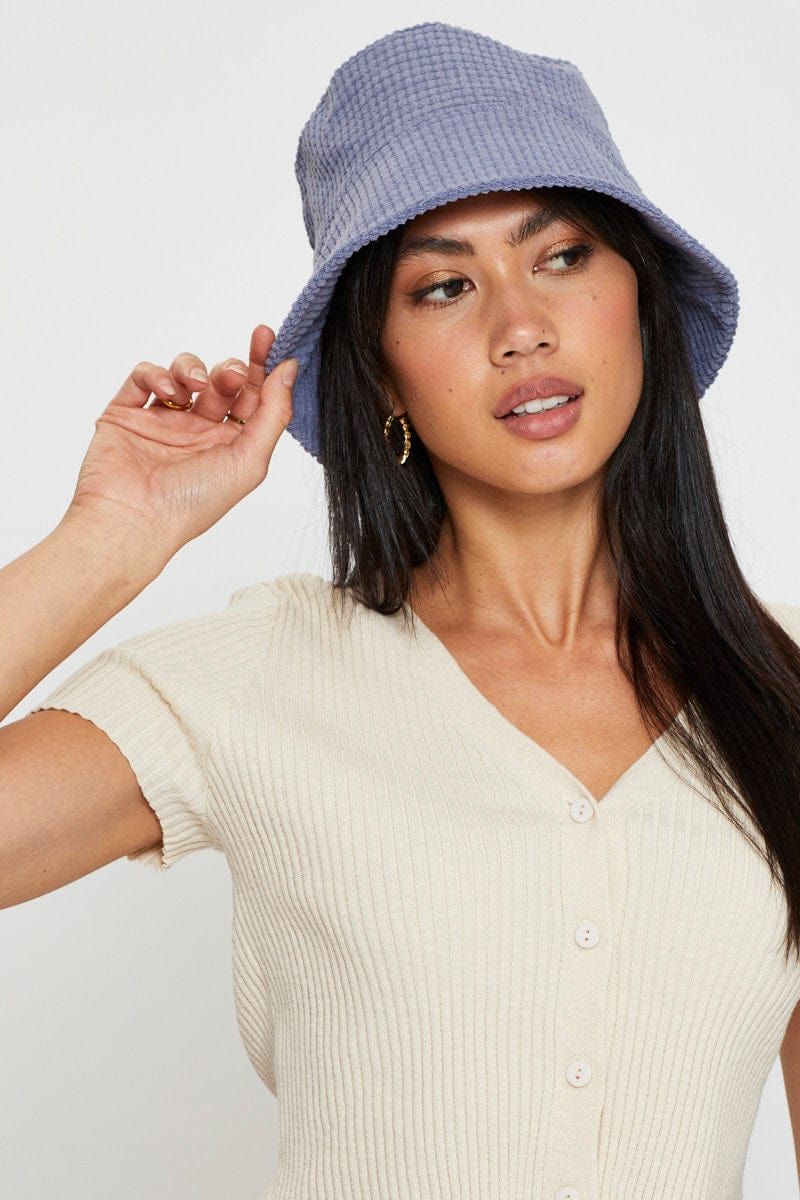 Blue Corduroy Bucket Hat sold by Ally Fashion