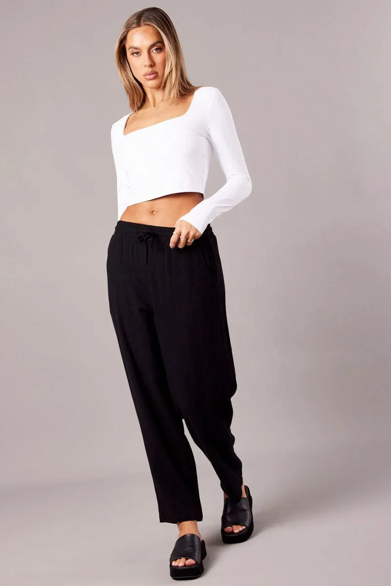 Black Tapered Pants Elasticated Waist Cropped sold by Ally Fashion product image thumbnail 3