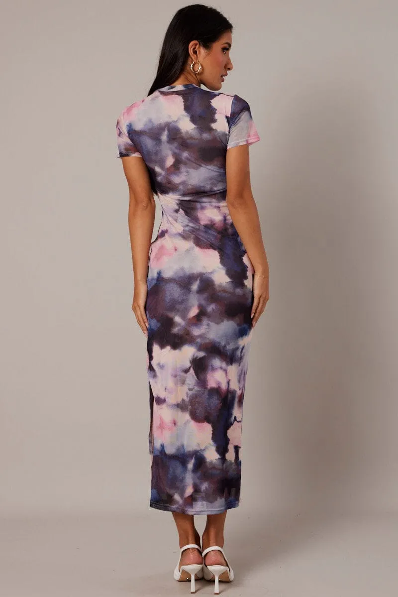 Green Abstract Bodycon Dress Short Sleeve Maxi Mesh sold by Ally Fashion product image thumbnail 5