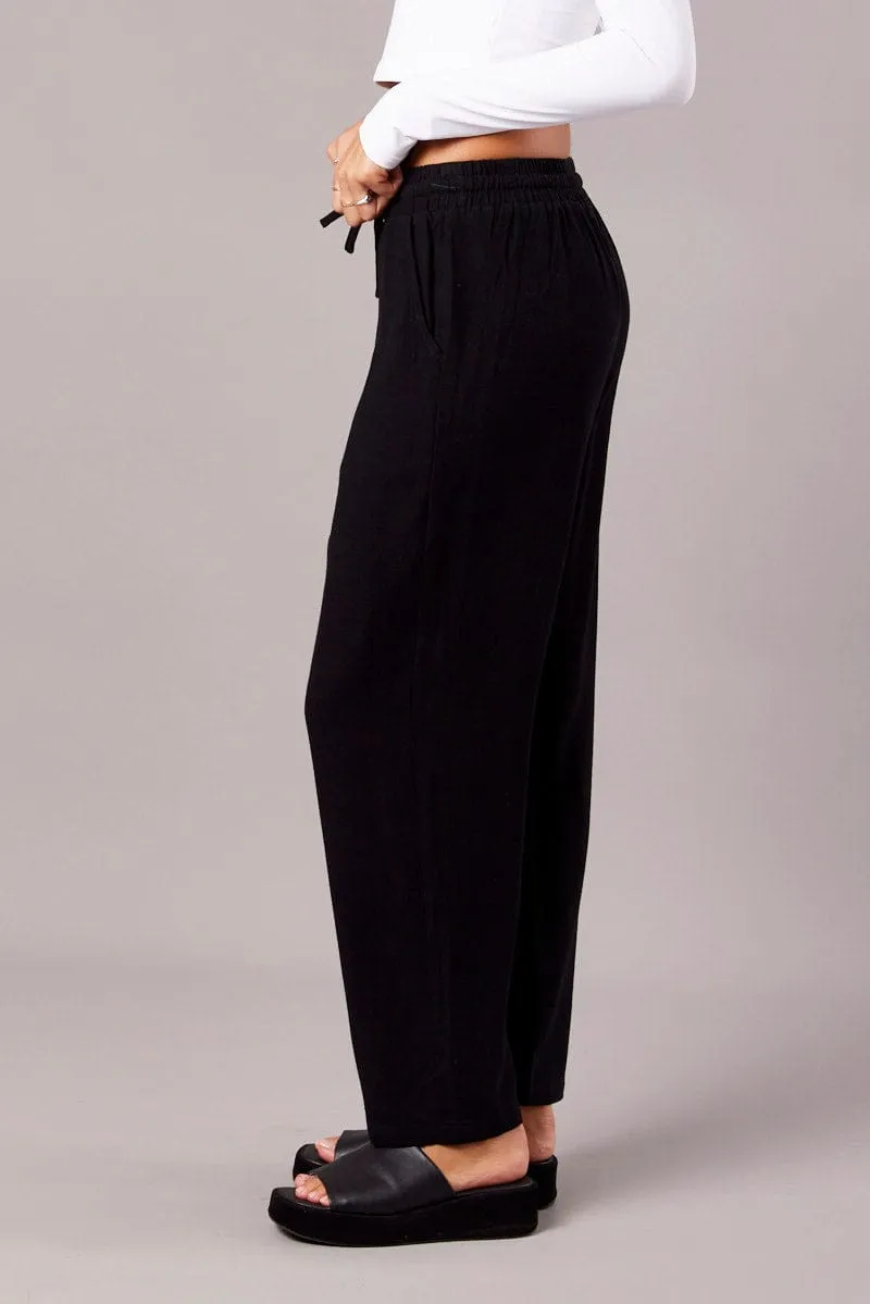 Black Tapered Pants Elasticated Waist Cropped sold by Ally Fashion product image thumbnail 4
