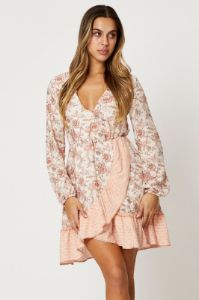 Print Wrap Dress Long Sleeve Mini sold by Ally Fashion
