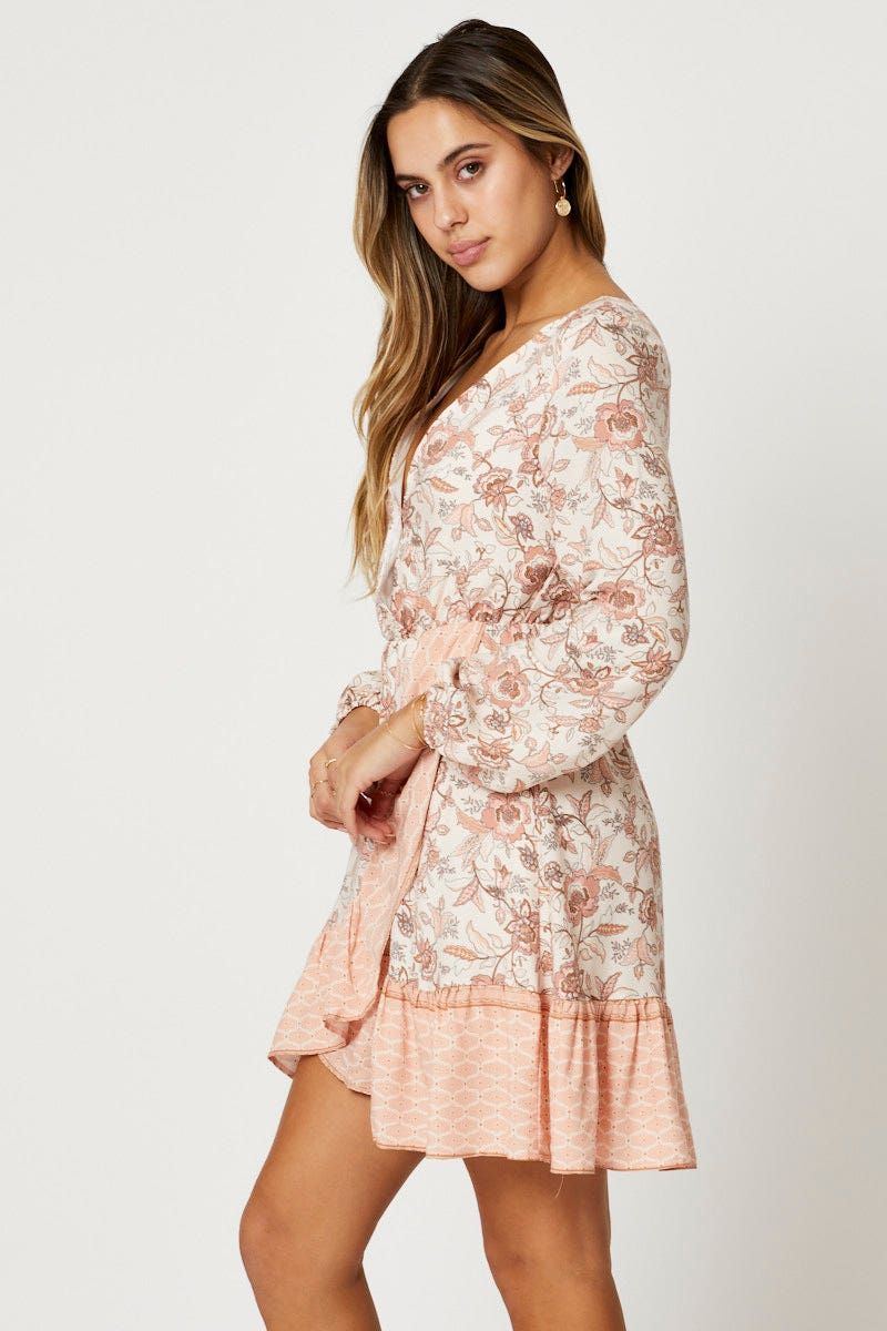 Print Wrap Dress Long Sleeve Mini sold by Ally Fashion product image thumbnail 3