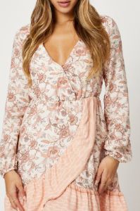 Print Wrap Dress Long Sleeve Mini sold by Ally Fashion