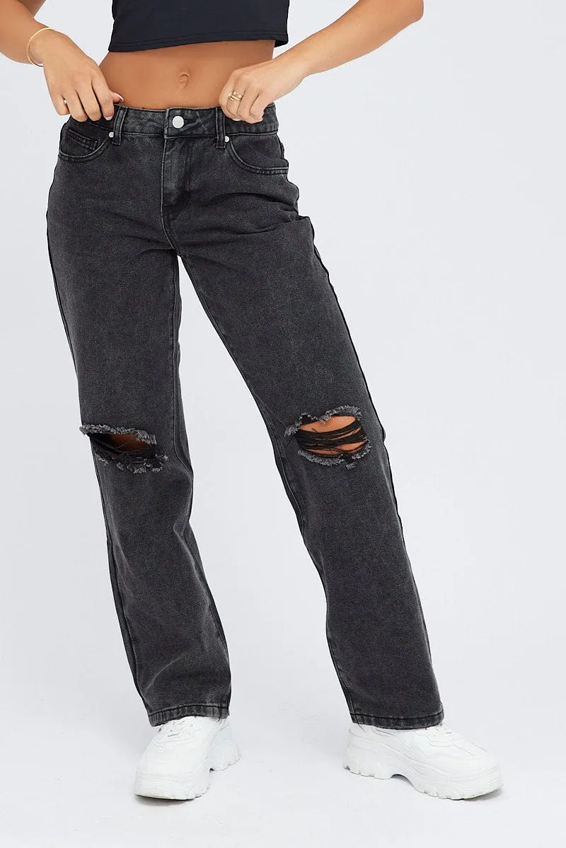 Black Baggy Jeans Low Rise sold by Ally Fashion product image thumbnail 2