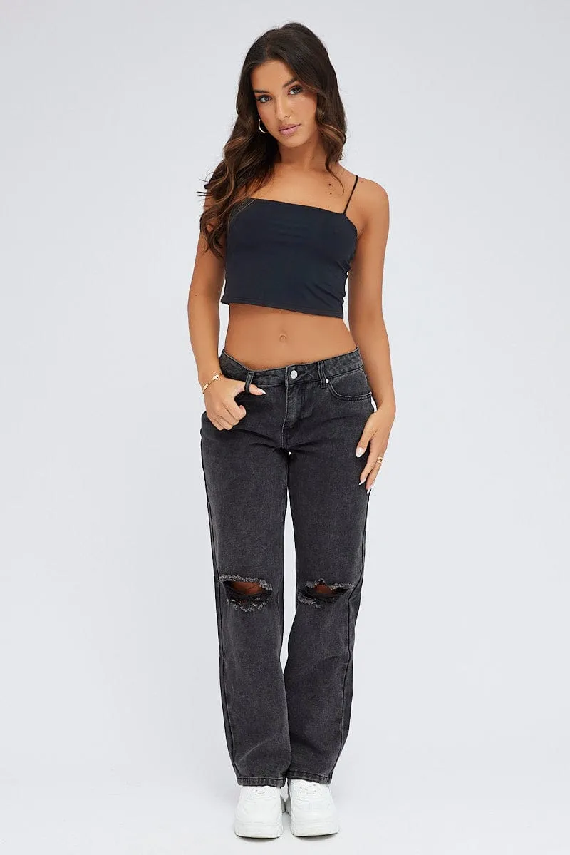 Black Baggy Jeans Low Rise sold by Ally Fashion product image thumbnail 3