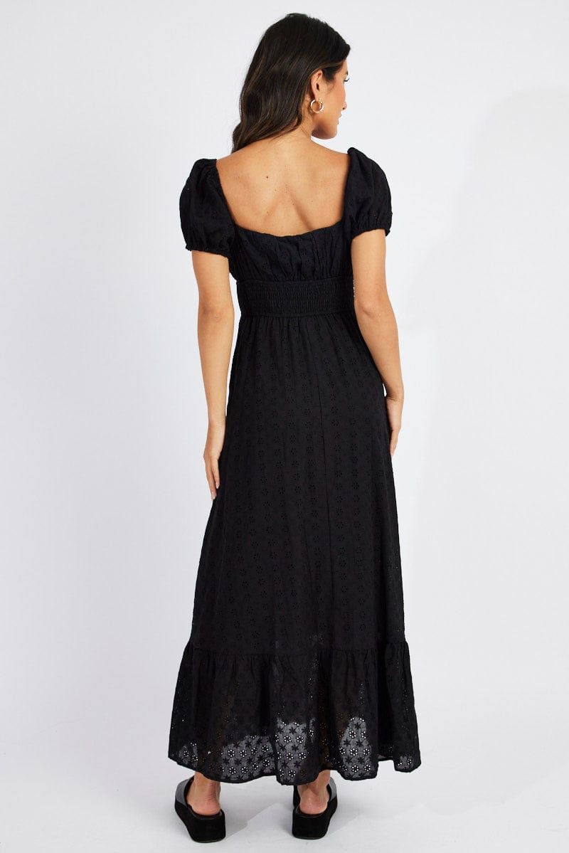 Black Maxi Dress Puff Sleeve Eyelet sold by Ally Fashion product image thumbnail 5