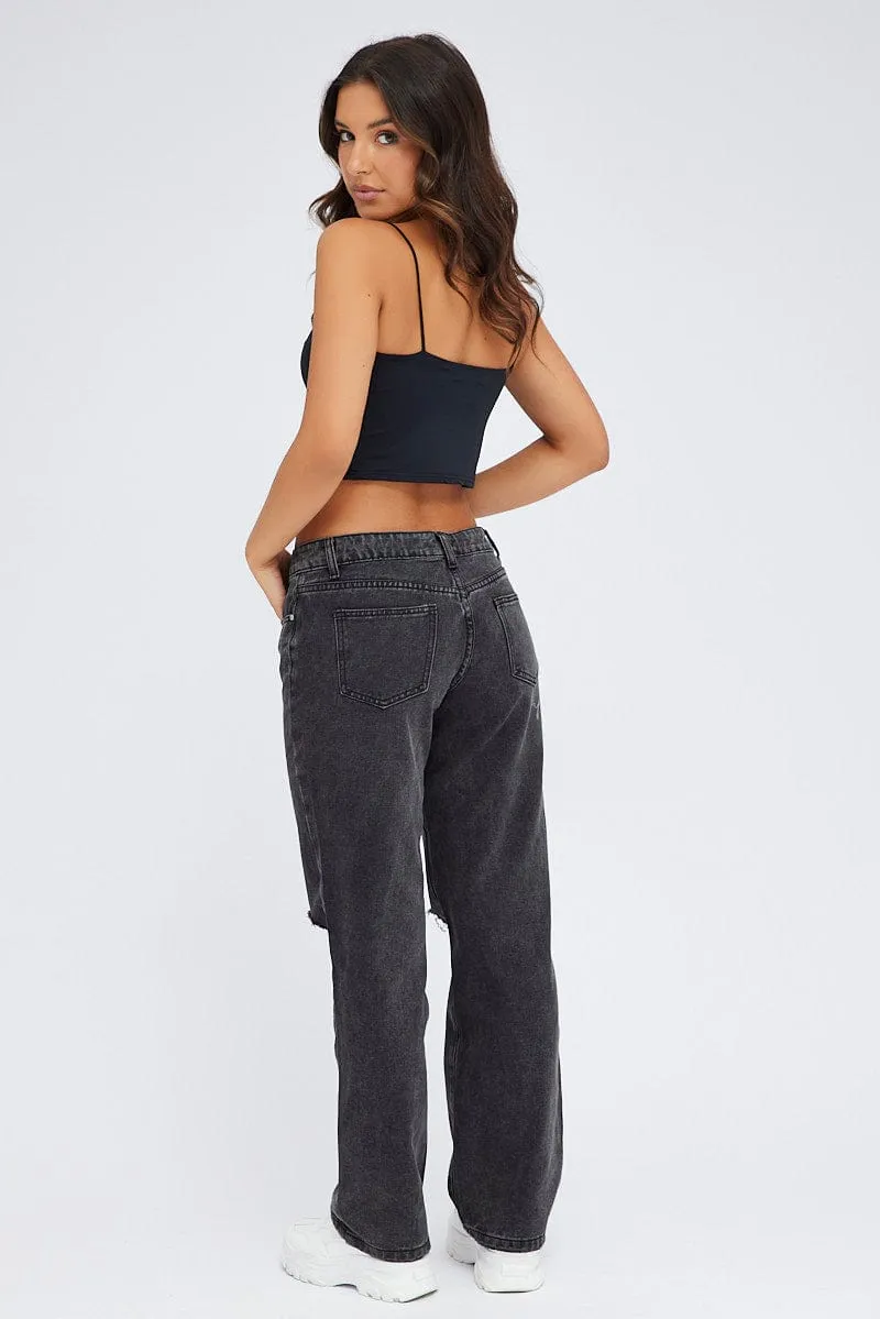 Black Baggy Jeans Low Rise sold by Ally Fashion product image thumbnail 4