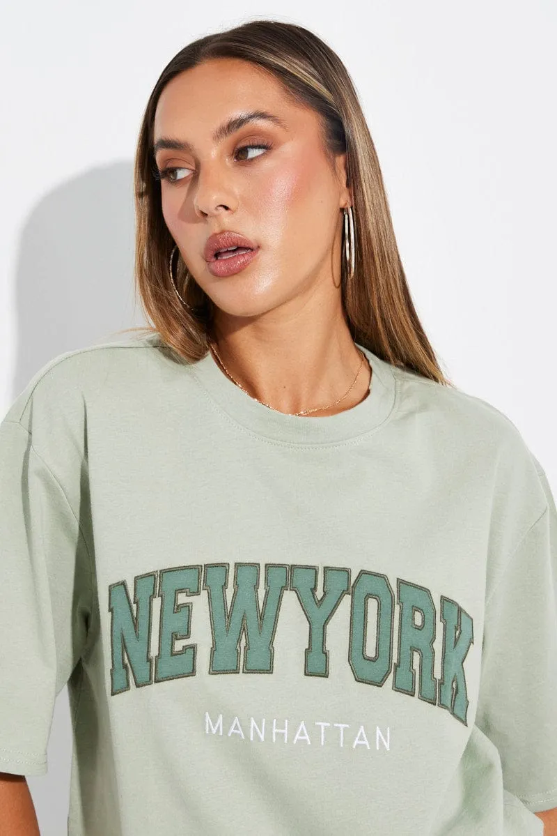 Green Graphic Tee Short Sleeve sold by Ally Fashion product image thumbnail 3