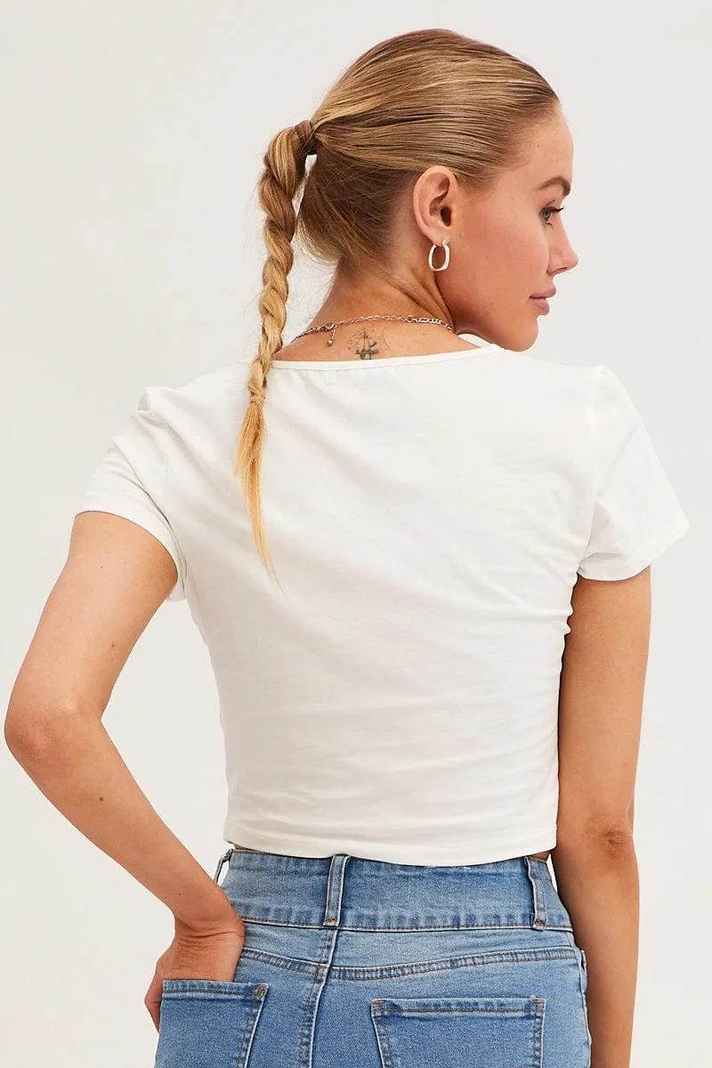 White T Shirt Short Sleeve Crop Cotton sold by Ally Fashion product image thumbnail 4