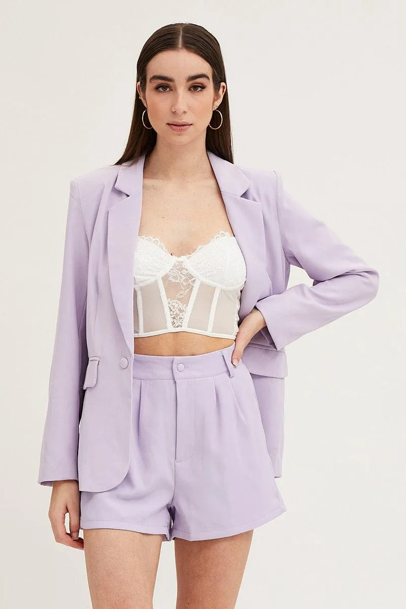 Purple Single Button Tailored Blazer sold by Ally Fashion product image thumbnail 4