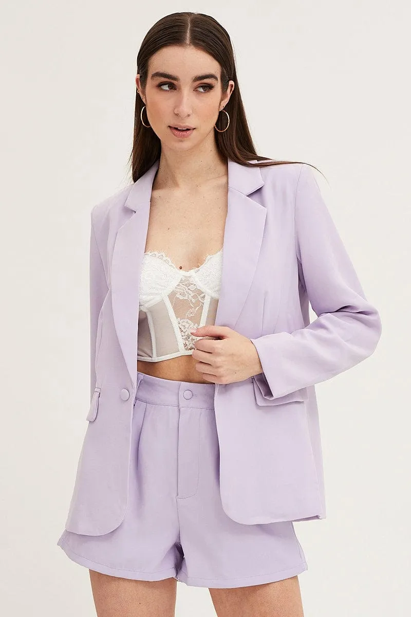 Purple Single Button Tailored Blazer sold by Ally Fashion product image thumbnail 2