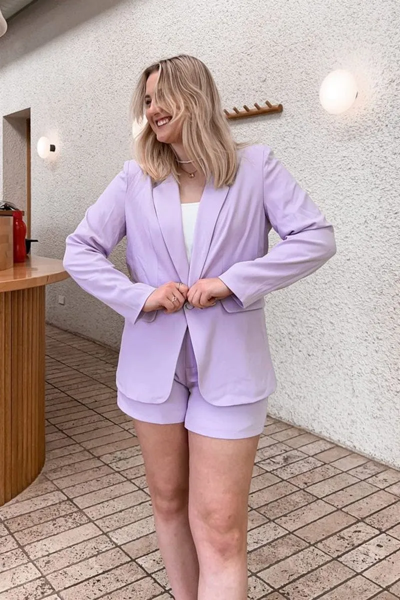 Purple Single Button Tailored Blazer sold by Ally Fashion
