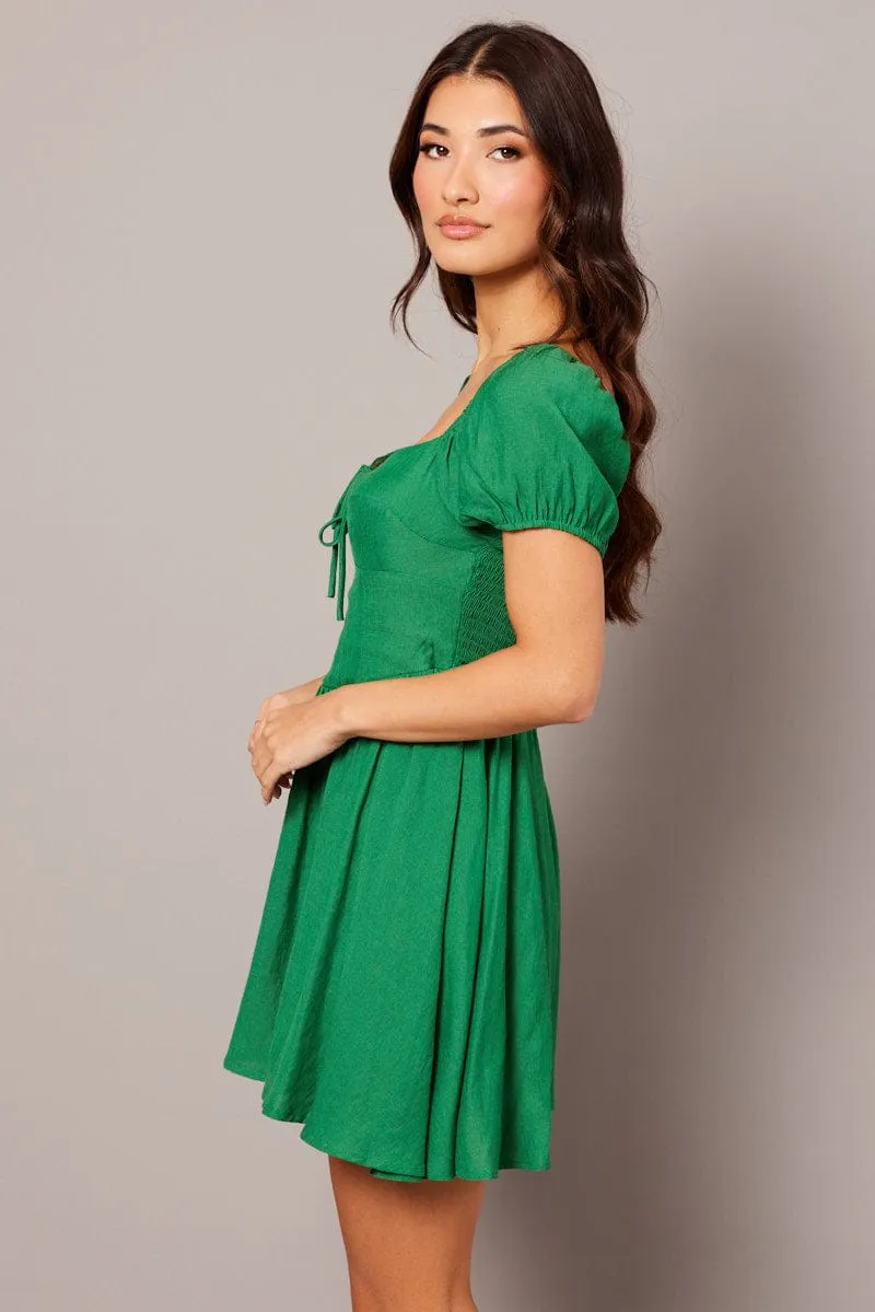 Blue Fit And Flare Dress Puff Sleeve sold by Ally Fashion product image thumbnail 4