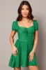 Blue Fit And Flare Dress Puff Sleeve sold by Ally Fashion