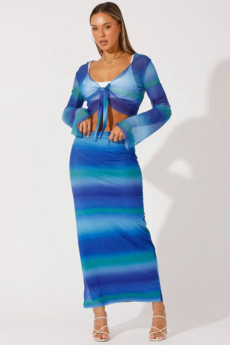 Multi Abstract Maxi Skirt High Rise Mesh sold by Ally Fashion product image thumbnail 3