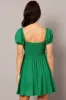 Blue Fit And Flare Dress Puff Sleeve sold by Ally Fashion