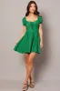 Blue Fit And Flare Dress Puff Sleeve sold by Ally Fashion