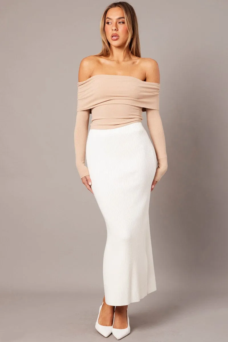 White Knit Skirt High Rise sold by Ally Fashion product image thumbnail 3