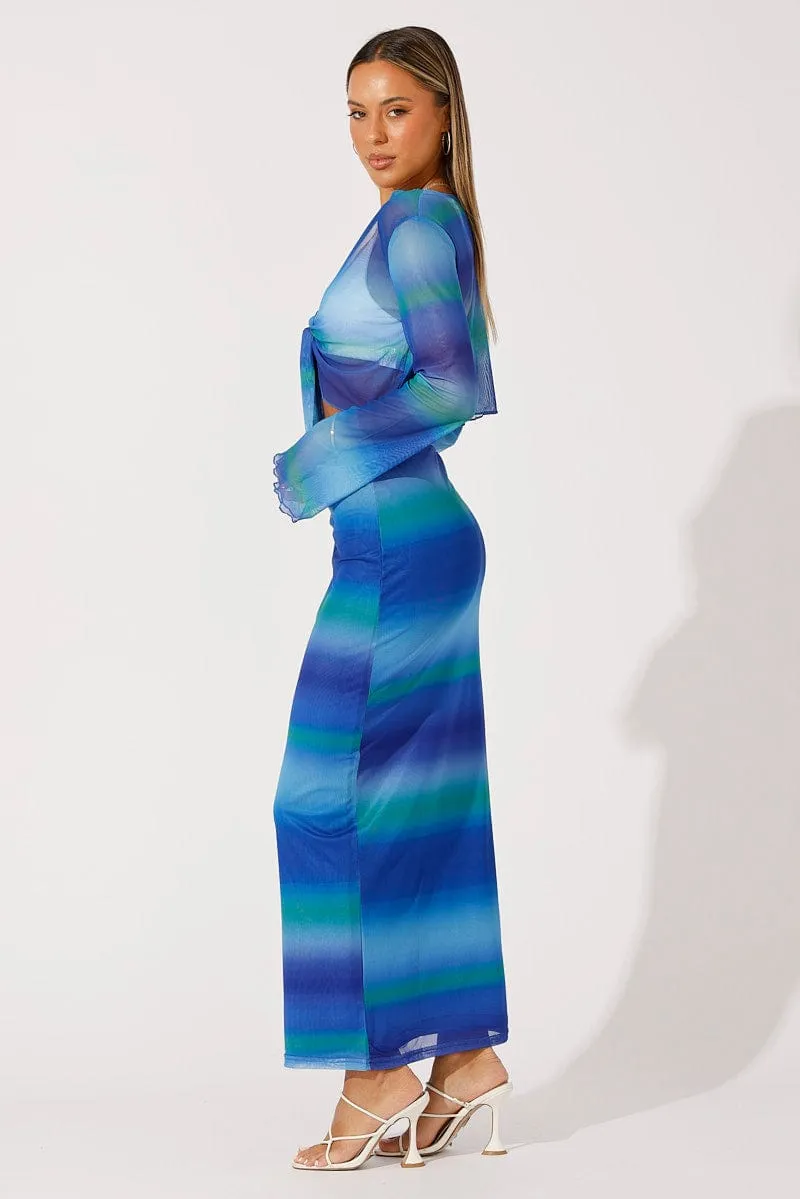 Multi Abstract Maxi Skirt High Rise Mesh sold by Ally Fashion product image thumbnail 4