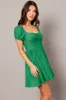 Blue Fit And Flare Dress Puff Sleeve sold by Ally Fashion