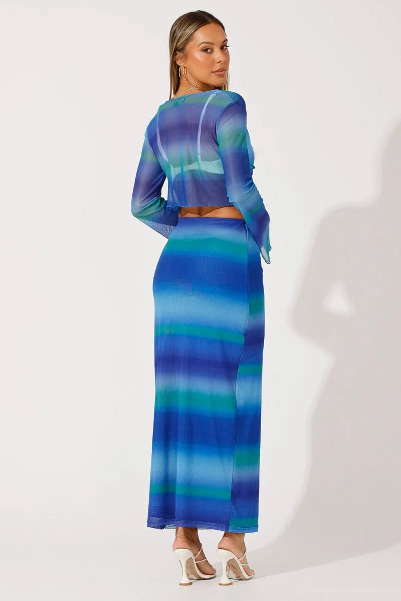 Multi Abstract Maxi Skirt High Rise Mesh sold by Ally Fashion product image thumbnail 5
