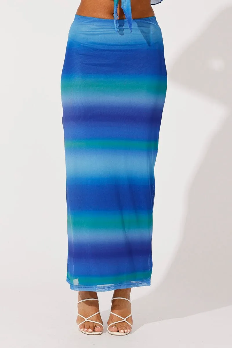 Multi Abstract Maxi Skirt High Rise Mesh sold by Ally Fashion product image thumbnail 2