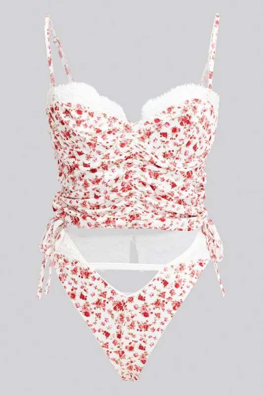 Pink Floral Floral Print Lingerie Set sold by Ally Fashion