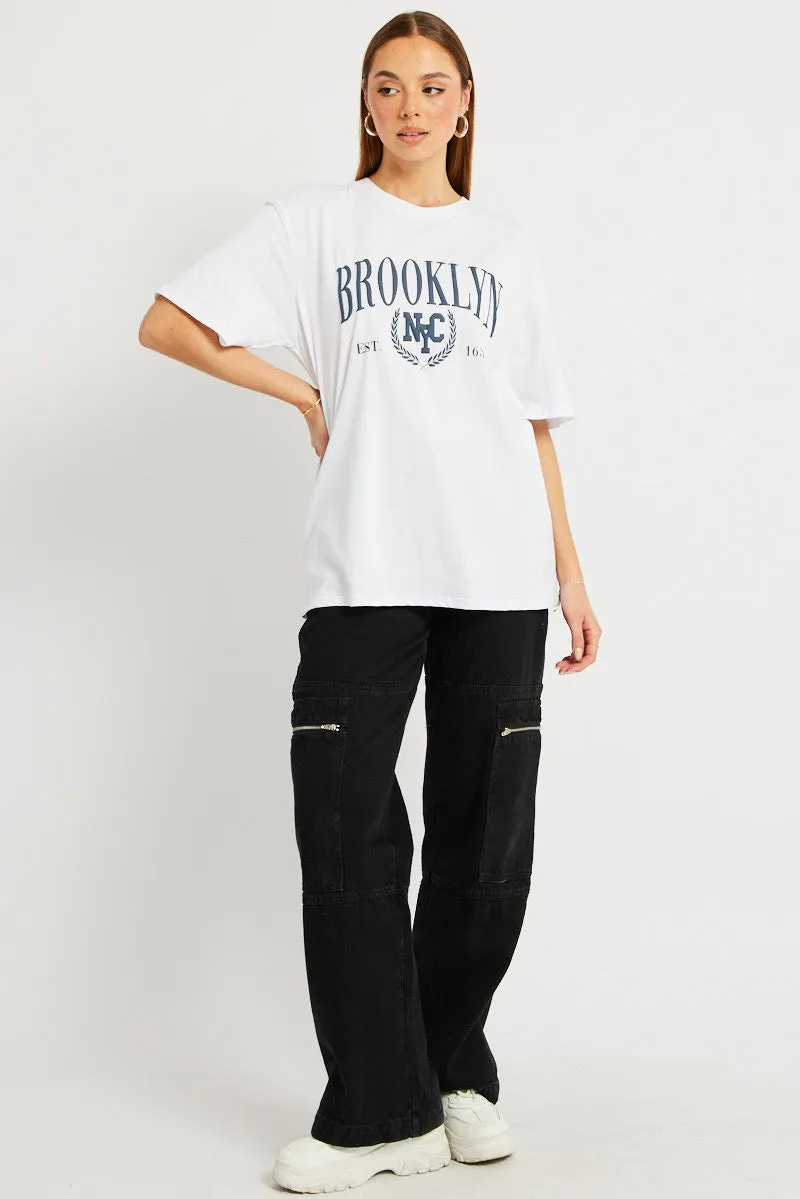 White Graphic Tee Short Sleeve sold by Ally Fashion product image thumbnail 2