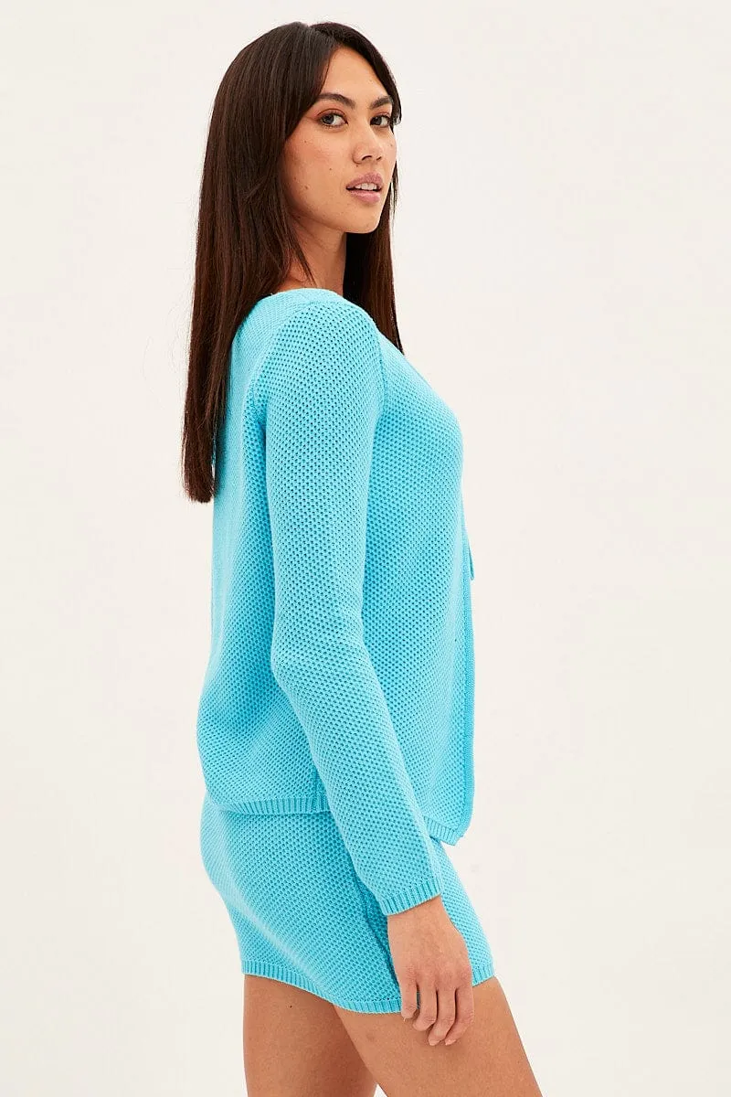 Blue Mini Skirt Crochet Cotton Blend sold by Ally Fashion product image thumbnail 4