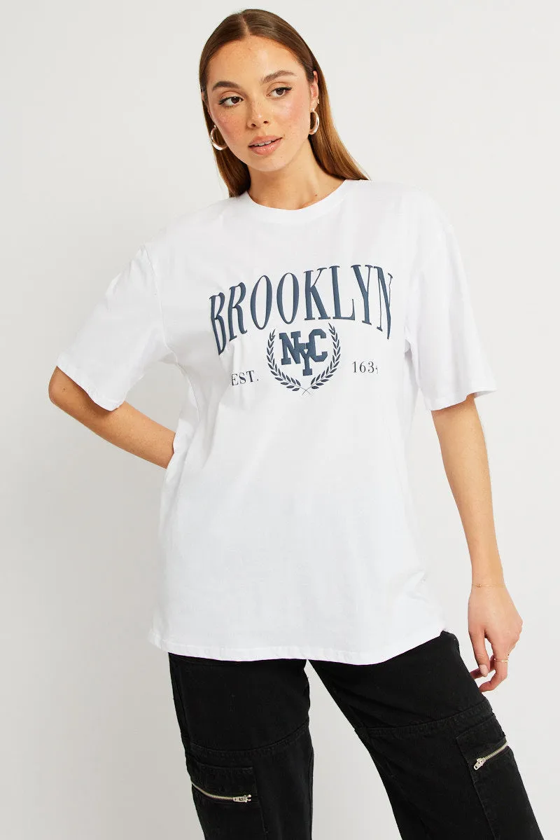 White Graphic Tee Short Sleeve sold by Ally Fashion product image thumbnail 3
