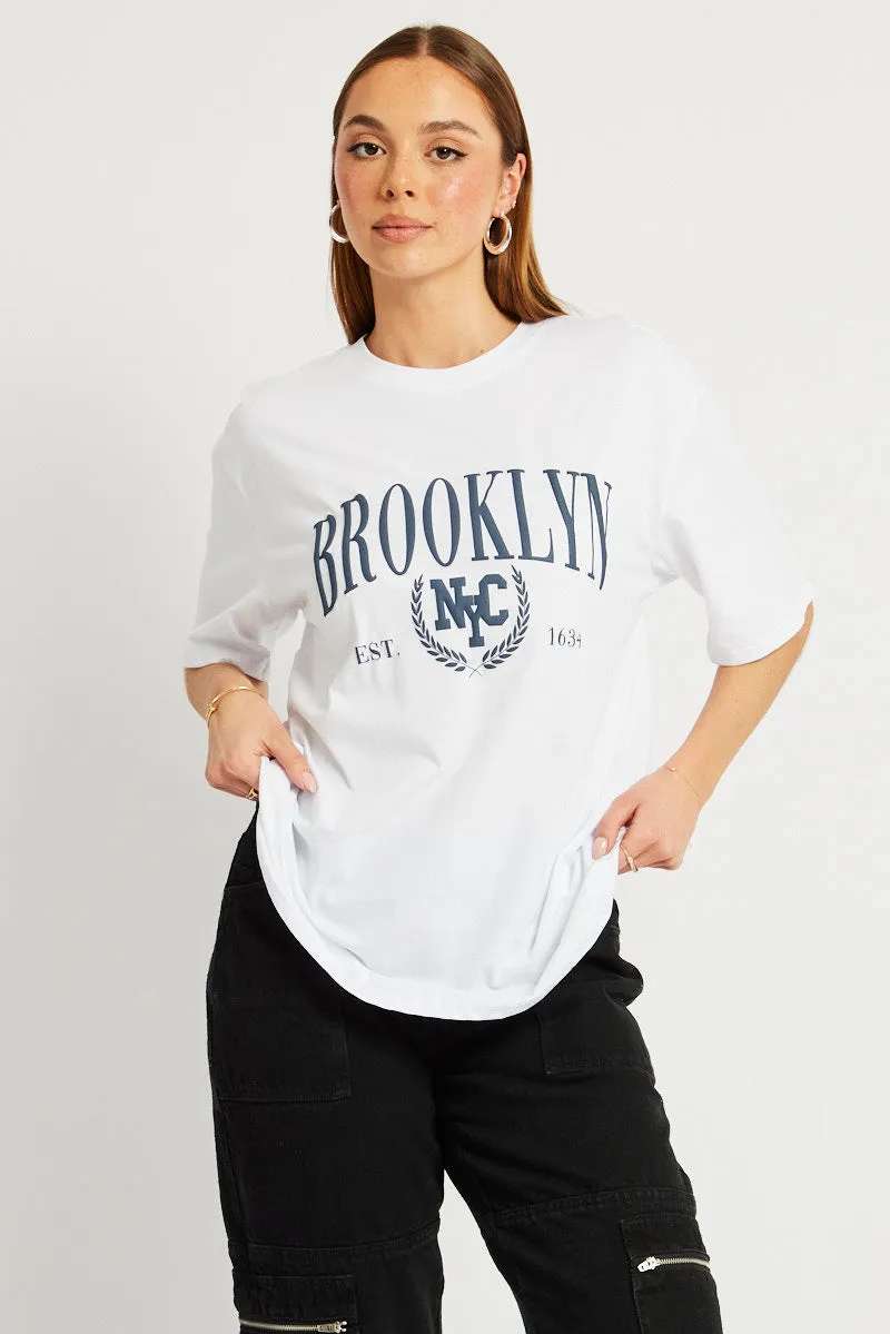 White Graphic Tee Short Sleeve sold by Ally Fashion