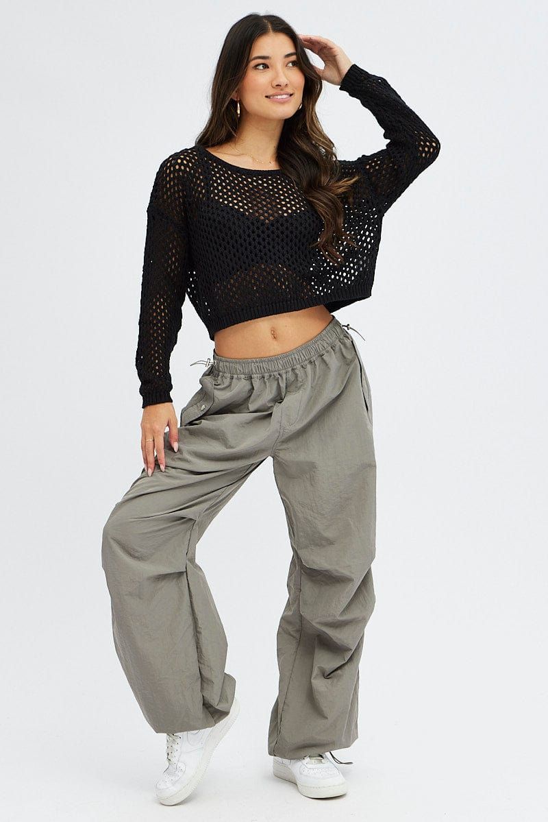 Grey Parachute Cargo Pants Low Rise sold by Ally Fashion product image thumbnail 3