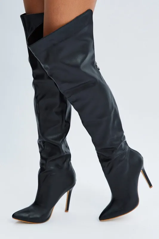 Black Over The Knee Heeled Boots sold by Ally Fashion