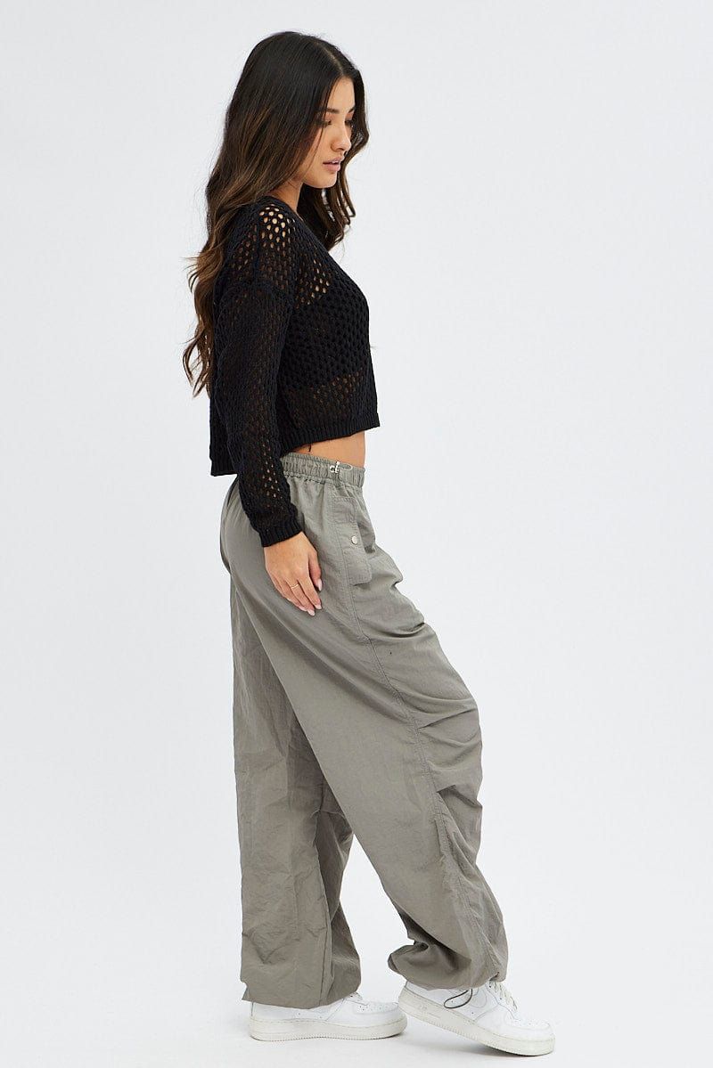 Grey Parachute Cargo Pants Low Rise sold by Ally Fashion product image thumbnail 4