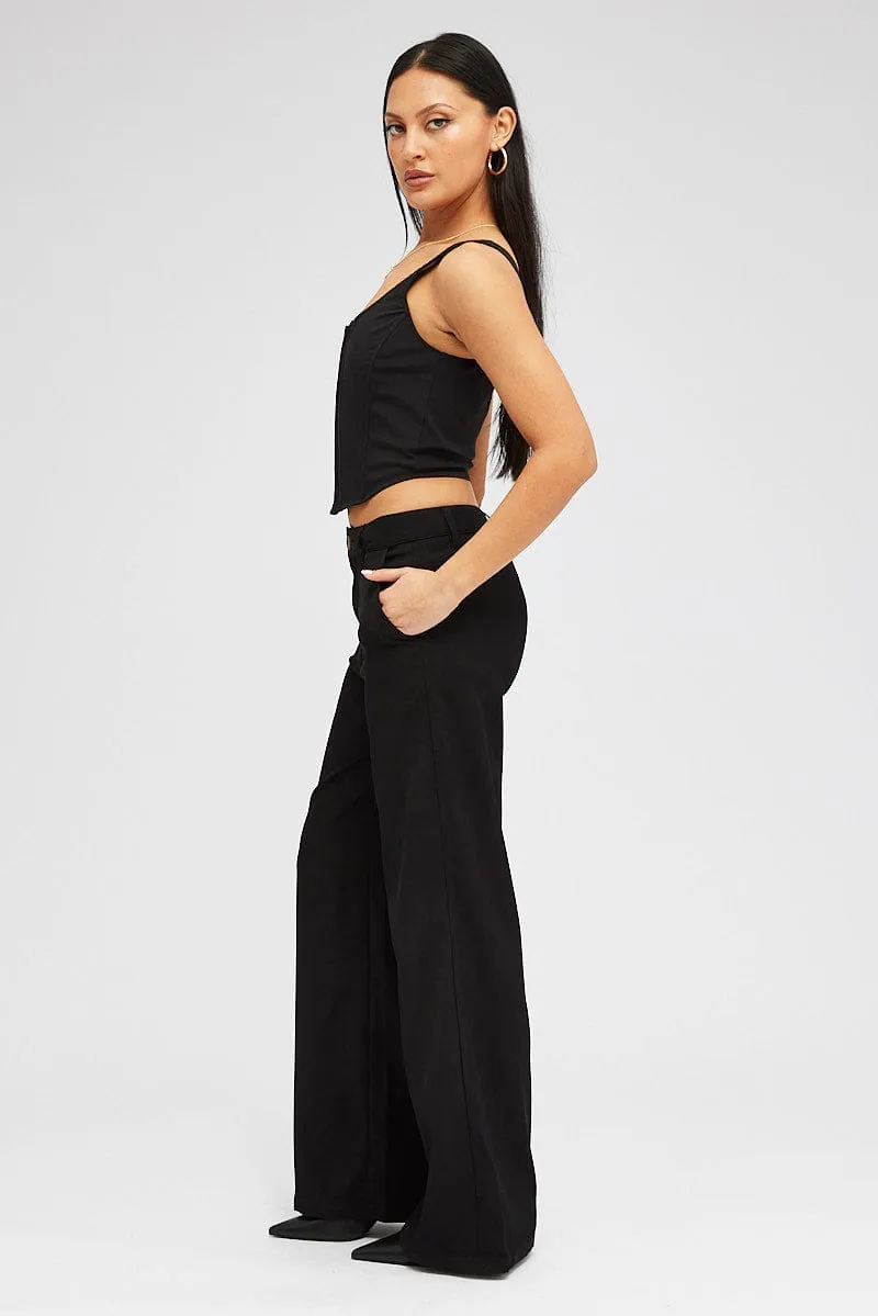 Black Wide Leg Pants High Rise sold by Ally Fashion product image thumbnail 4