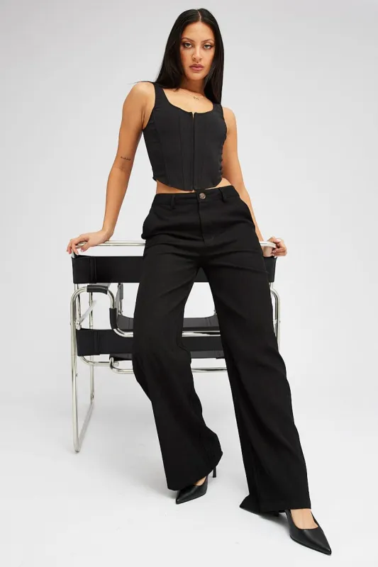 Black Wide Leg Pants High Rise sold by Ally Fashion