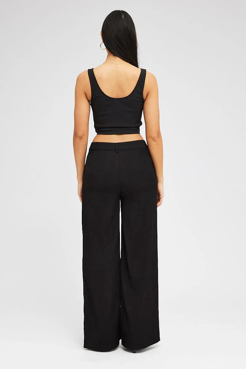 Black Wide Leg Pants High Rise sold by Ally Fashion product image thumbnail 5