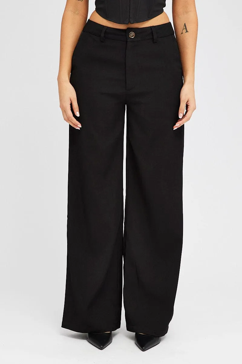 Black Wide Leg Pants High Rise sold by Ally Fashion product image thumbnail 2
