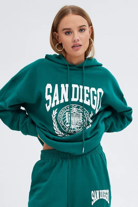 Green Graphic Hoodie Sweater Long Sleeve sold by Ally Fashion