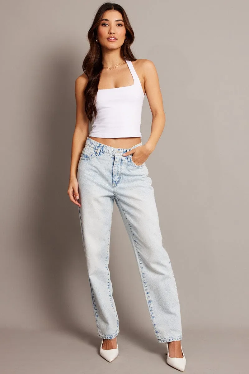 White Halter Neck Top Cotton Span sold by Ally Fashion product image thumbnail 2